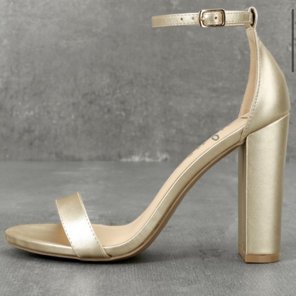Lulus Taylor Gold Ankle Strap Heels